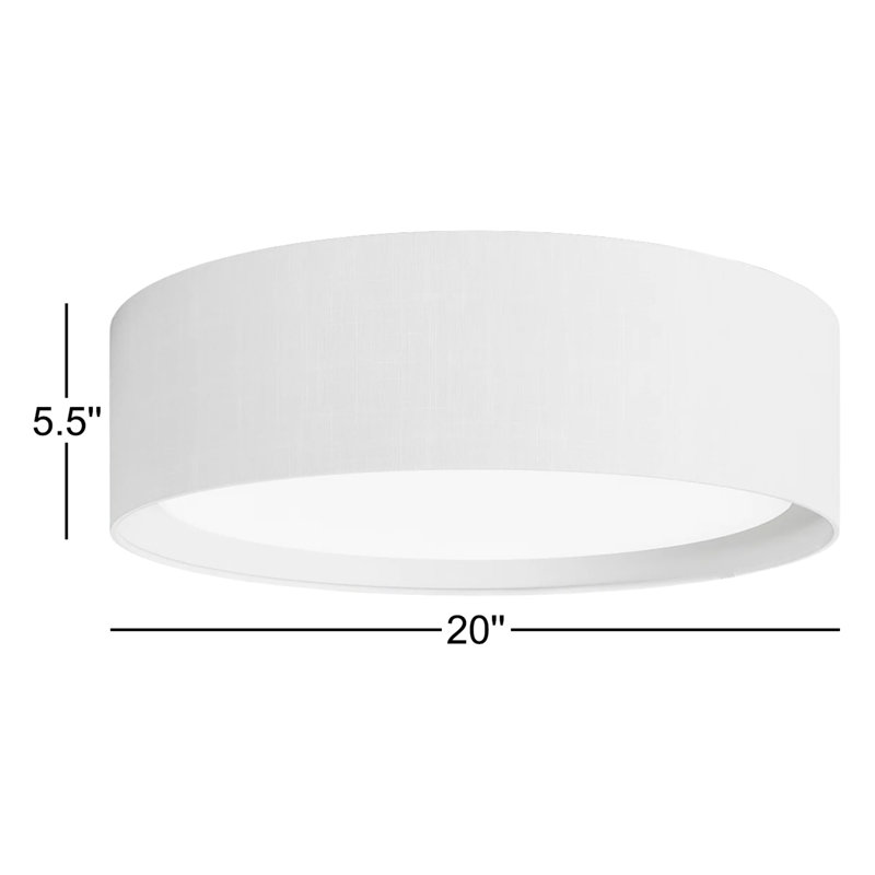 Jessalyn LED Flush Mount, 5.5" H x 20" W x 20" D, Grass Cloth