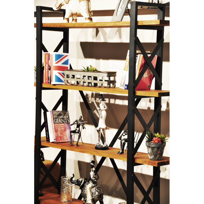 Keir 185cm H x 120cm W Steel Etagere Bookcase
