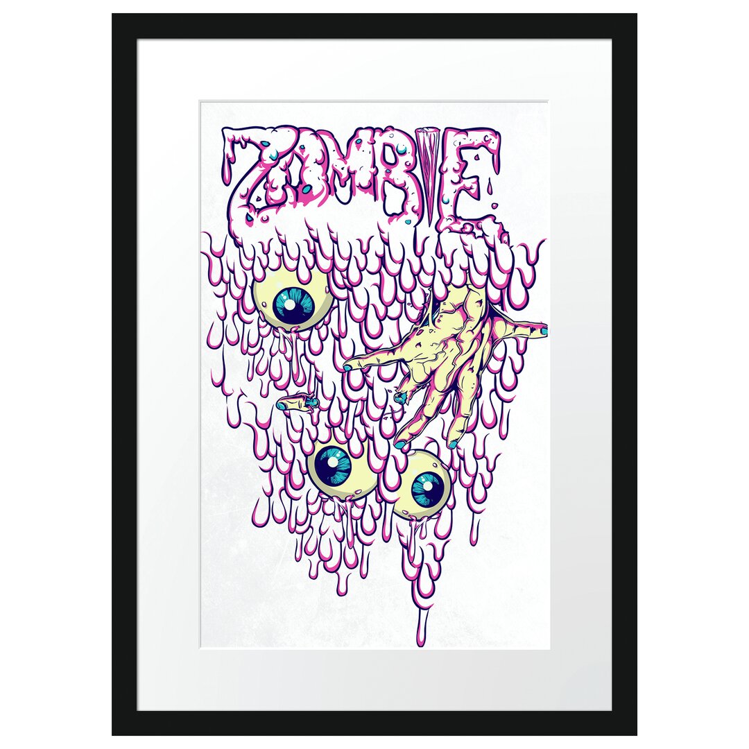 Gerahmtes Poster Zombie-Eyes White