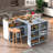 K&K Rolling Kitchen Island With Extended Table, Kitchen Island On Wheels With LED Lights,Power Outlets And 2 Fluted Glass Doors, Kitchen Island With A Storage Compartment And Side 3 Open Shelves, Grey-78111466
