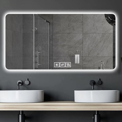 Miroir à DEL 28 x 60 po - Trois couleurs variables, une salle de bain translucide