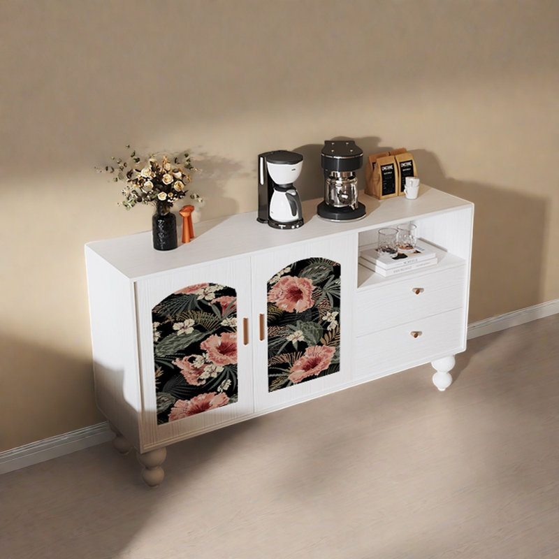 Buffet multifonctionnel de style rétro 59,1 po, Blanc