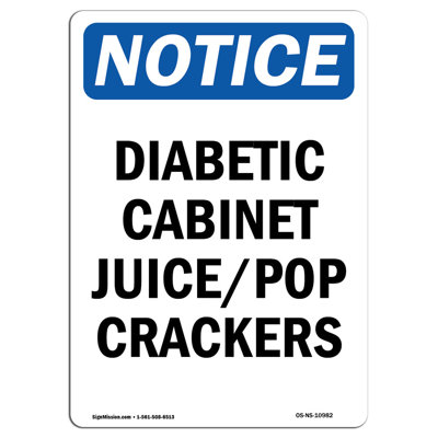 Osha Notice - Diabetic Cabinet Juice Pop Crackers Sign