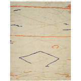 Ivory Hand-Knotted Wool Abstract Lineage Geometric Modern Contemporary Carpet Rug