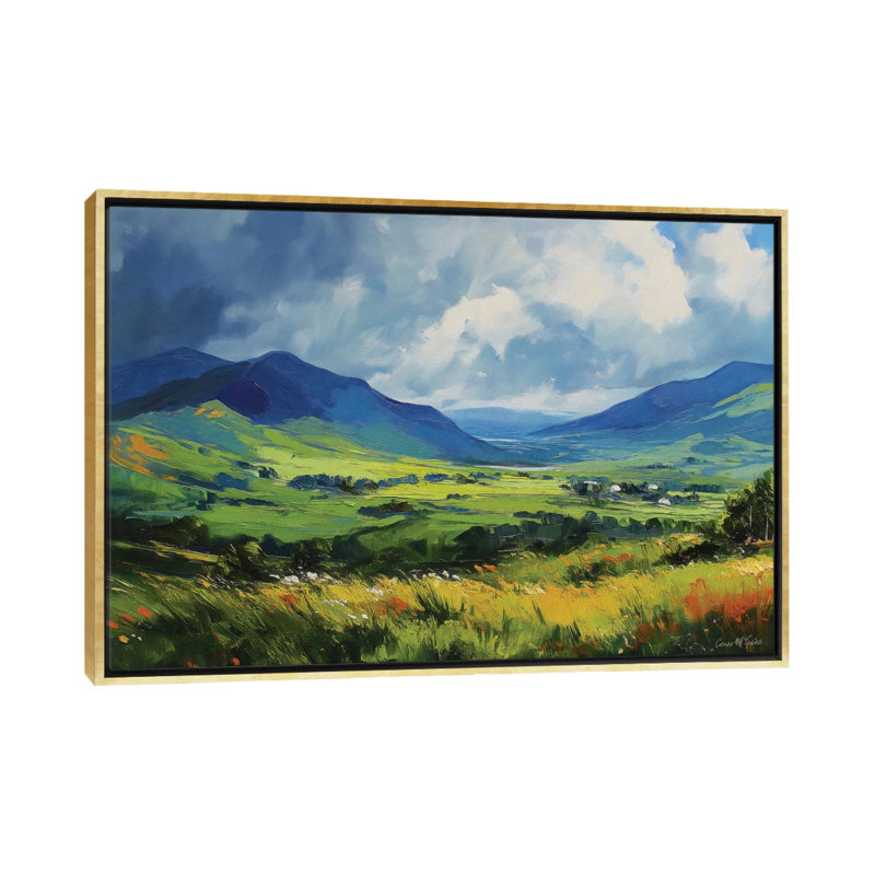 Connemara Fields II - reproduction d'art murale encadrée, H 18 po x l 26 po, Reproduction encadrée sans passe-partout, Doré