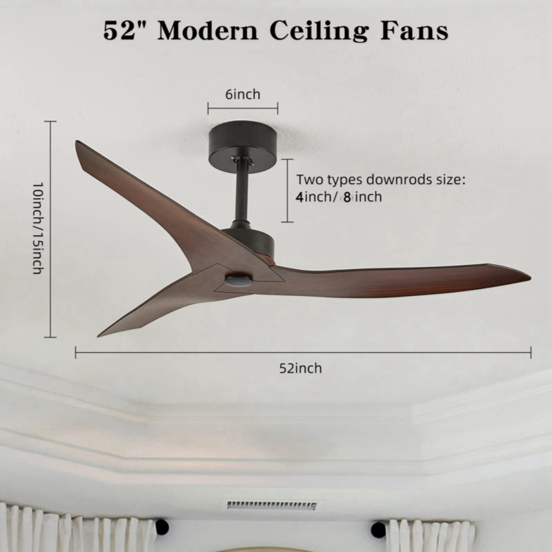 52" Outdoor Ceiling Fan Without Light With Remote Control