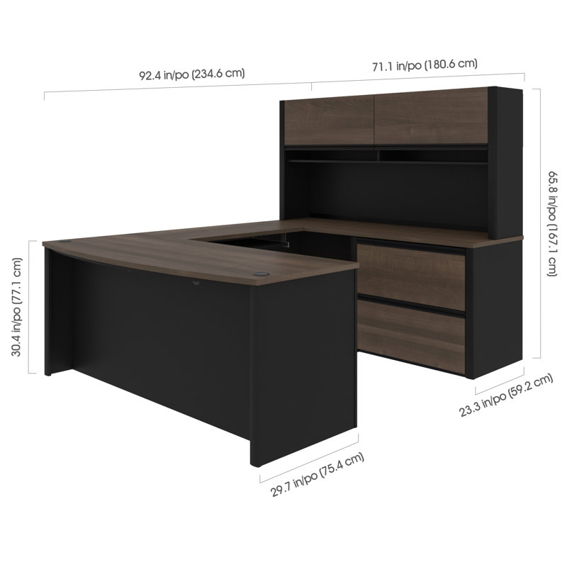 Operle U-Shape Executive Desk, Antigua/Black