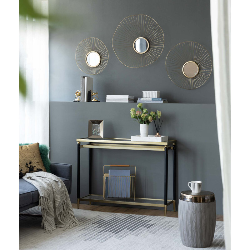 Set Of 3 Abstract Designed Wall Decor Mirror