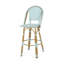 Ensemble de 2 tabourets de bar 29,5 po d'extérieur en rotin PE et aluminium français, sarcelle clair et finition bambou-560694488