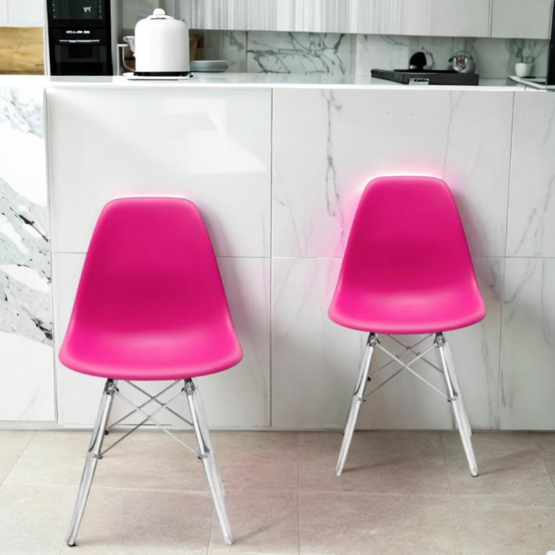 Chaise d'appoint Granados avec base en acrylique, Rose
