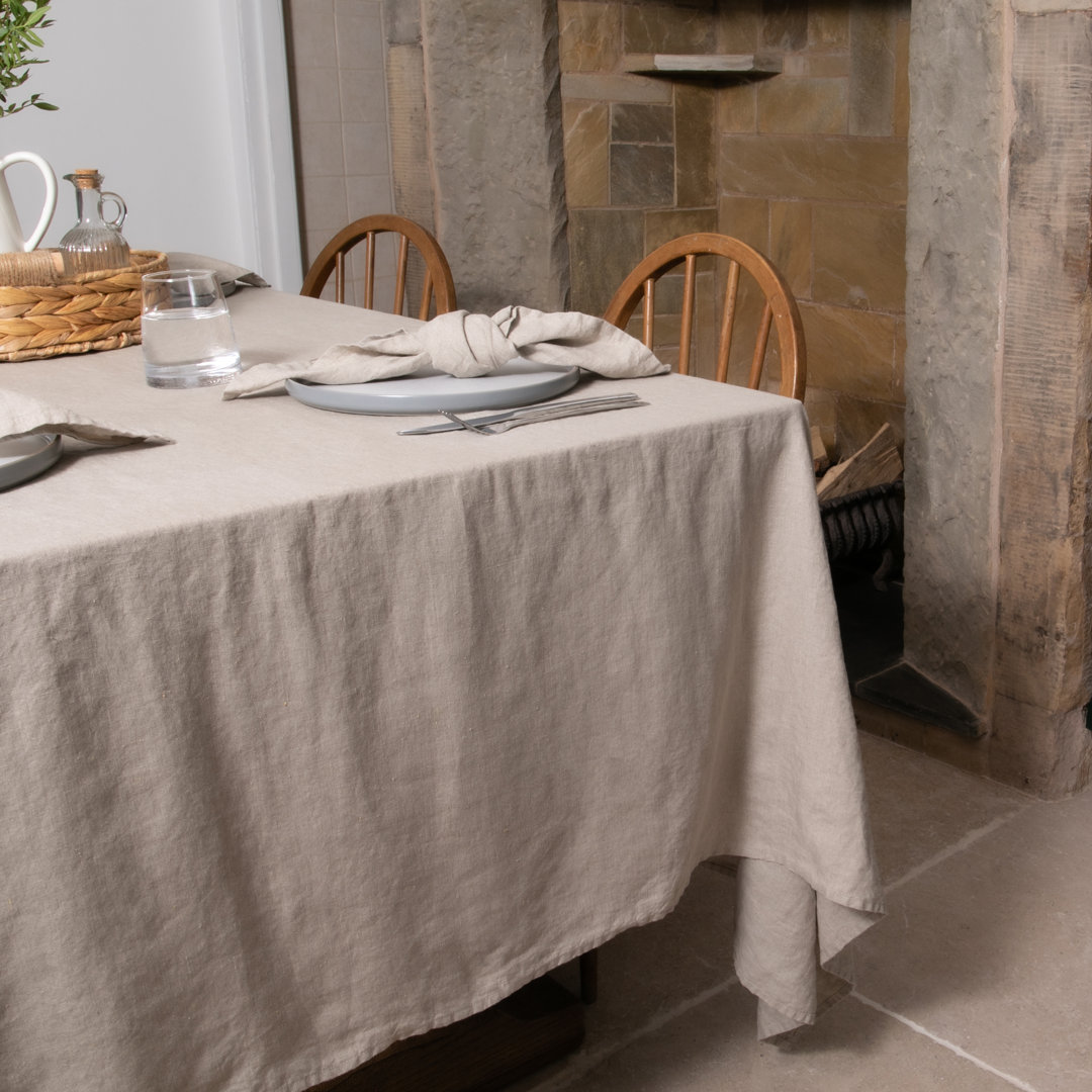 Elegant White Pure Linen Tablecloth