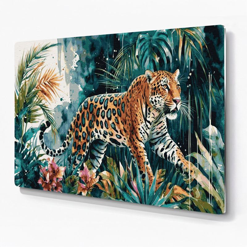 «Big Cats Jungle Cat», art mural en métal gris, H 16 po x l 20 po