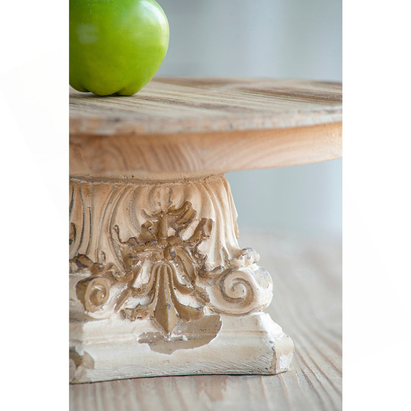 Support à gâteau, assiette à gâteau en bois avec base en magnésium, H 5,30 po x l 9,50 po x P 9,50 po