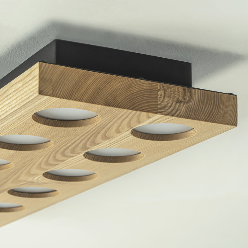 Plafonnier encastré moderne à DEL 16 lumières à intensité variable en bois