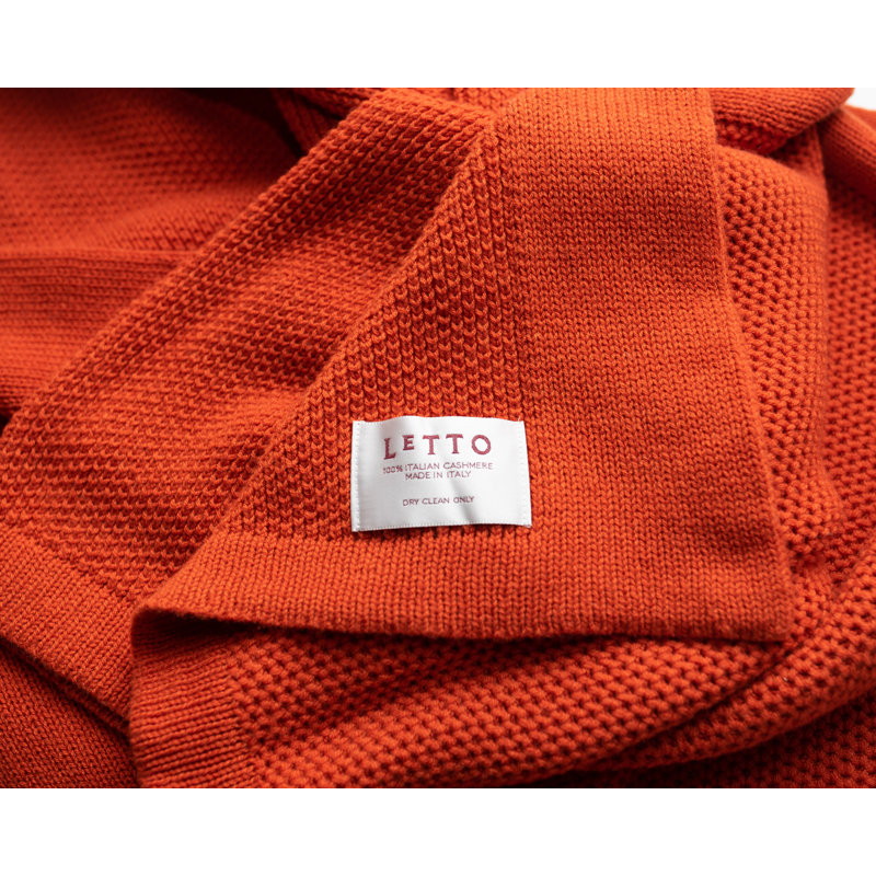 Domenica Knit Cashmere Throw Blanket, Orange