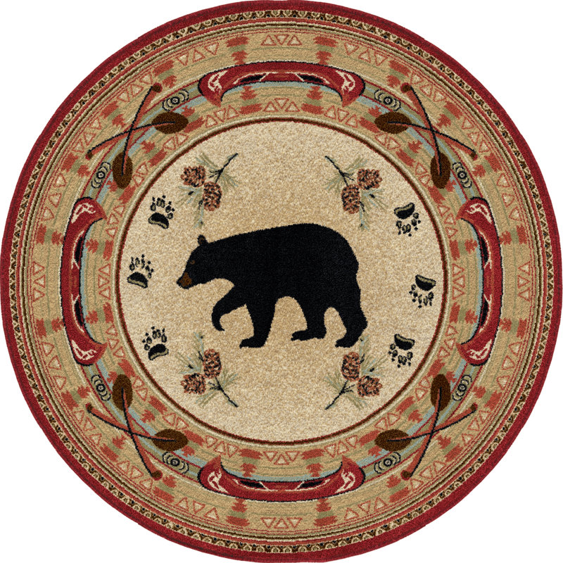 Tapis beige Haysi Southwestern, Rond 5 pi 3 po