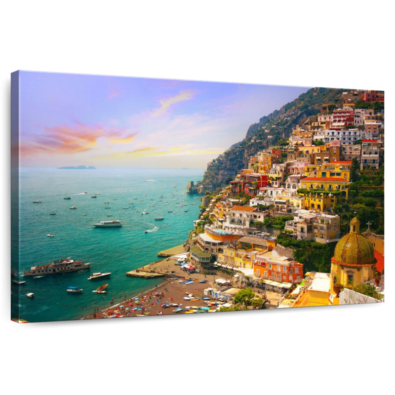 Gillard, village animé de Positano, H 20 po x l 30 po