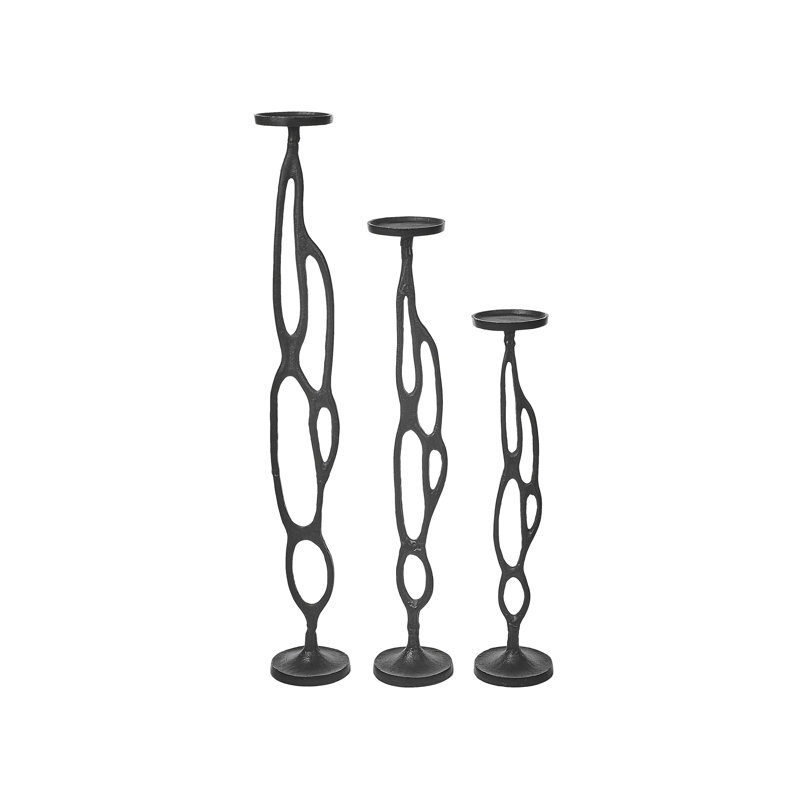 3 Piece Aluminum Floor Candlestick Set