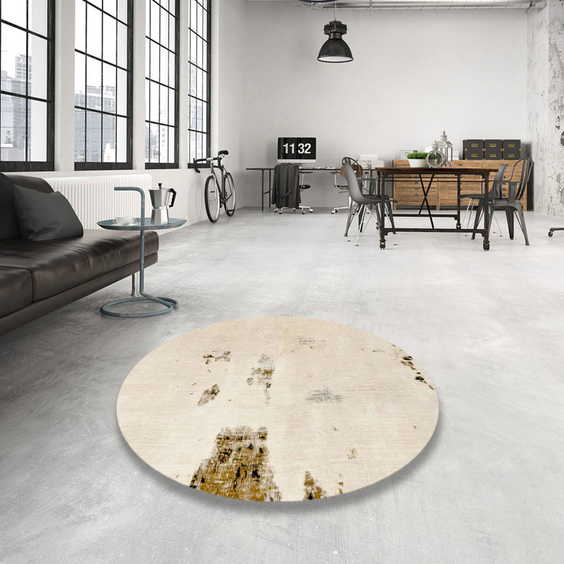 Tapis abstrait à motif abstrait moderne, Rond 8 pi