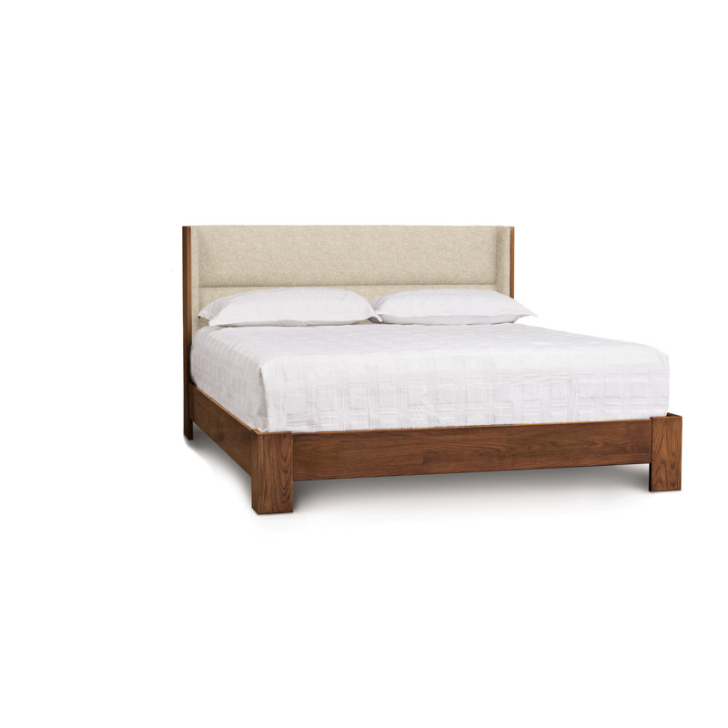 Sloane Upholstered Platform Bed, Fabric Hemp, Natural Walnut, California King