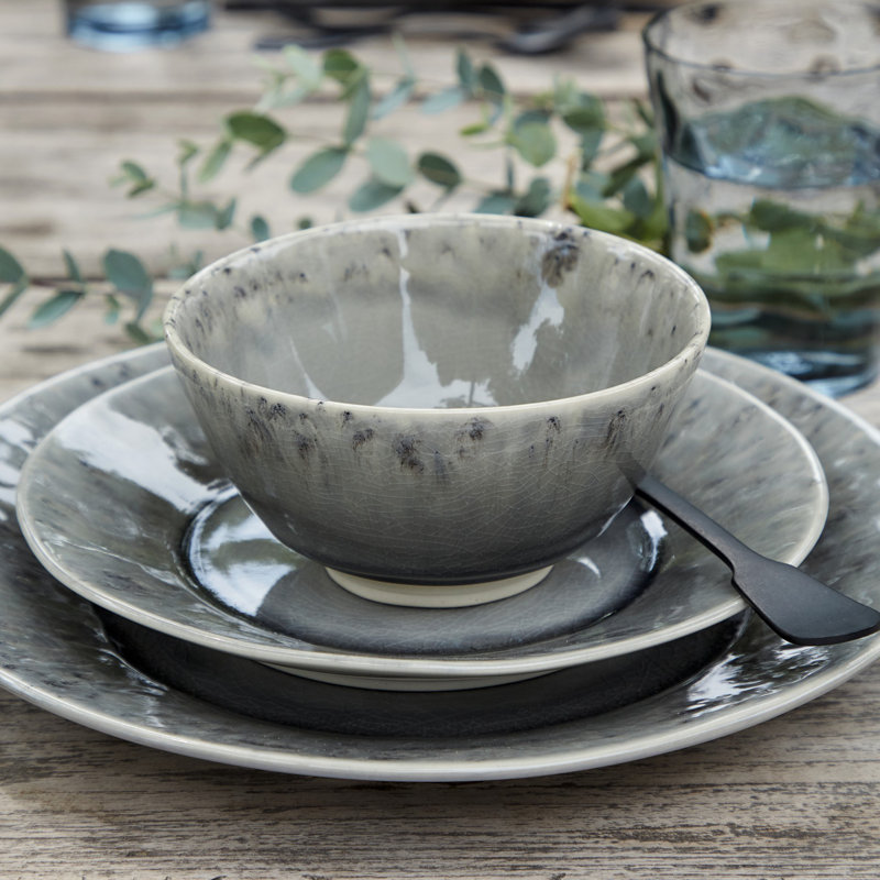 Madeira Fine Stoneware Dinnerware Set, Gray