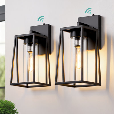 Modern  Dusk to Dawn Sensor Outdoor Wall Lights With Tempered Glass and Iron (Bulbs Not Included)