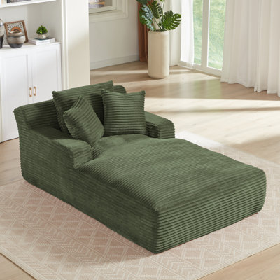 Zenora Modern Chaise Lounge with Corduroy Upholstery and Spring Cushioning