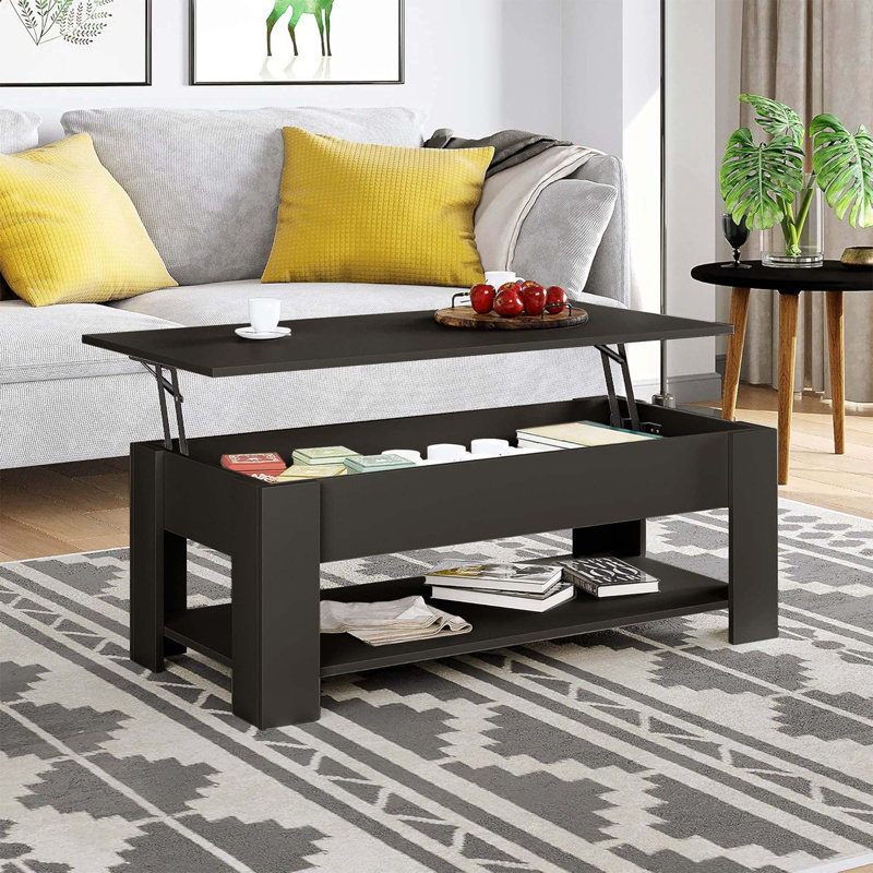 Lift Top Coffee Table with Storage, Black