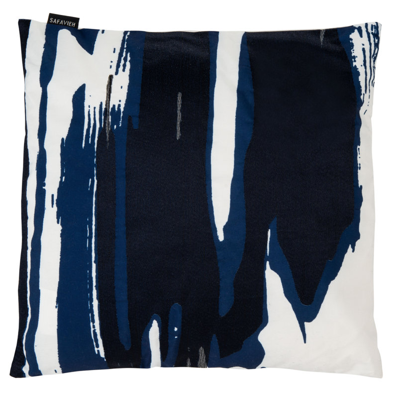 Julienne Square Pillow Cover & Insert, Navy/White
