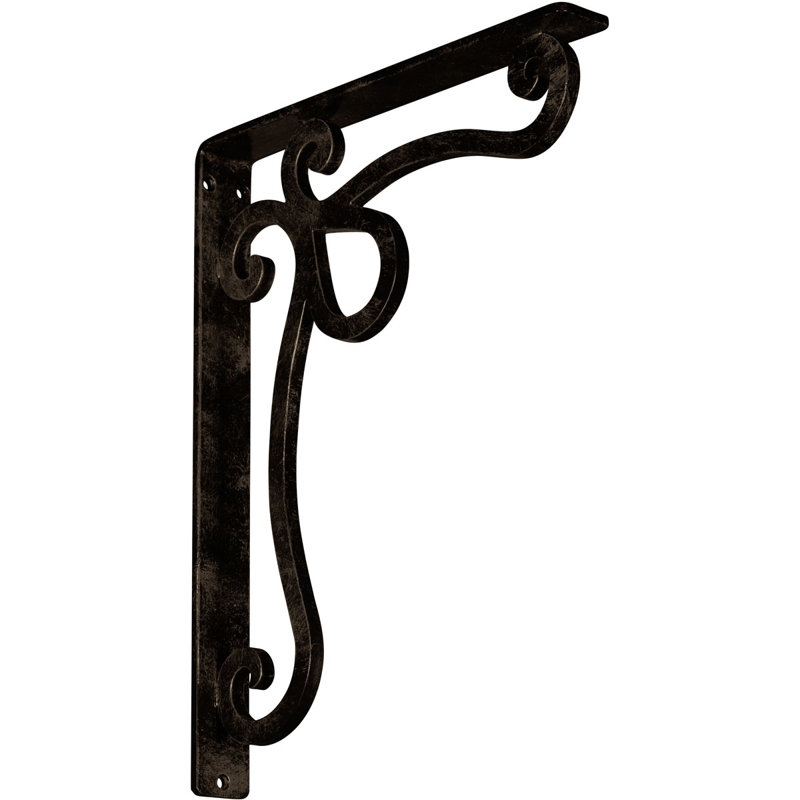 Support en fer forgé Orleans, Laiton antique, H 15 po x l 1,5 po x p 12 po