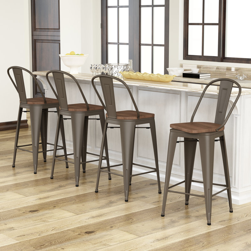 Tabouret de bar et de comptoir Cliburn, Rouillé, Tabouret de bar (siège d’une hauteur de 30 po)