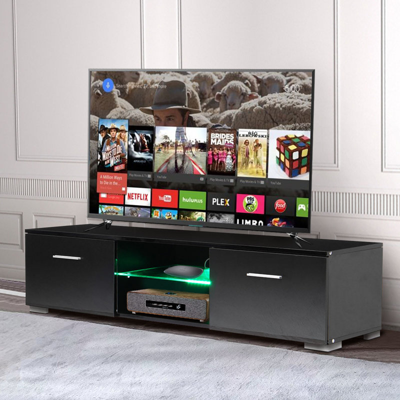Meuble télé pour téléviseur de 65 po ou moins Roldao, Noir