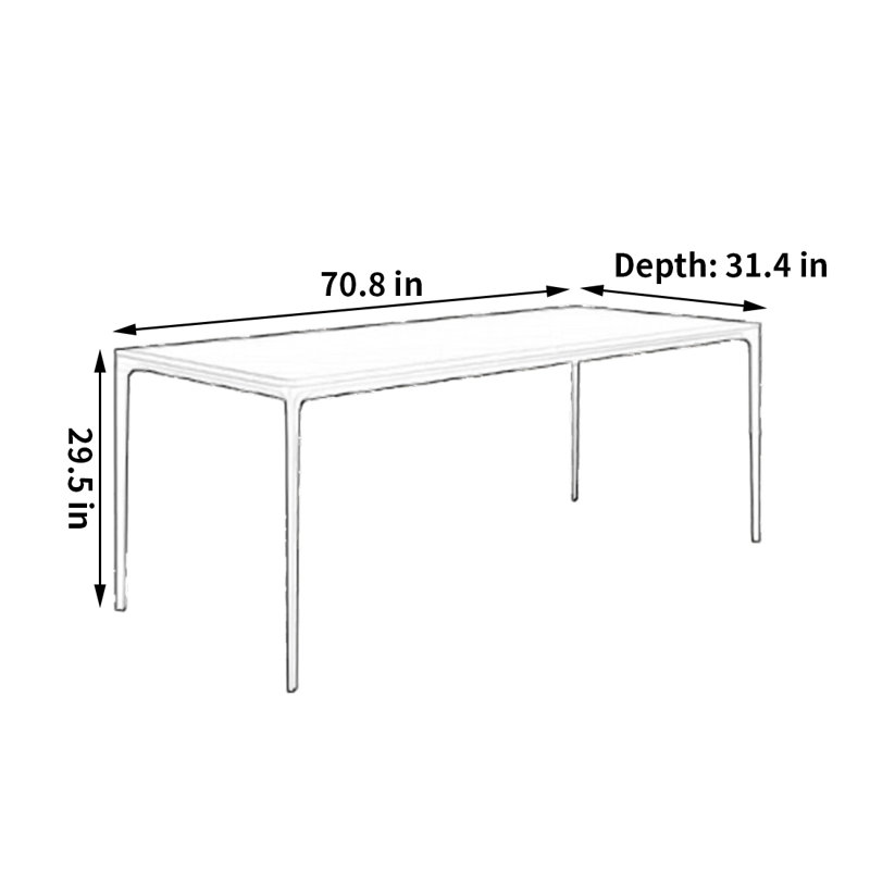 Minimalist classic dining table, 29.5"H x 70.8"L x 31.4"W