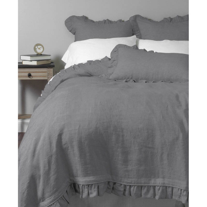 Basillo Linen Duvet Cover, Ivory, Queen