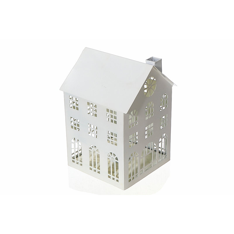  Photophore en métal (grand), H 7 po x l 7 po x P 9,5 po, Blanc