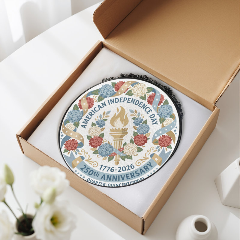 Panneau de fenêtre en verre pour décoration intérieure American Independent USA 250th Anniversary ， 7,8H, H 7,8 po
