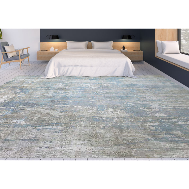 Handmade Silk and Wool Area Rug, Rectangle 4' x 6'