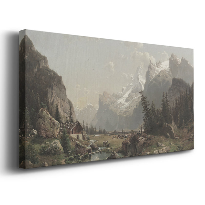 Série paysage - DLxxxxi - Toile tendue avec châssis encadré - Prêt à être accroché, H 21 po x l 41 po, Doré