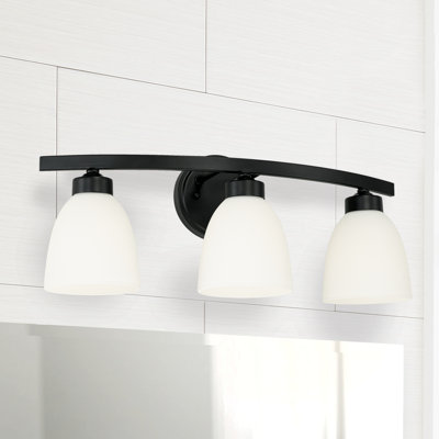 Éclairage pour meuble-lavabo noir mat à 3 lumières Anstus
