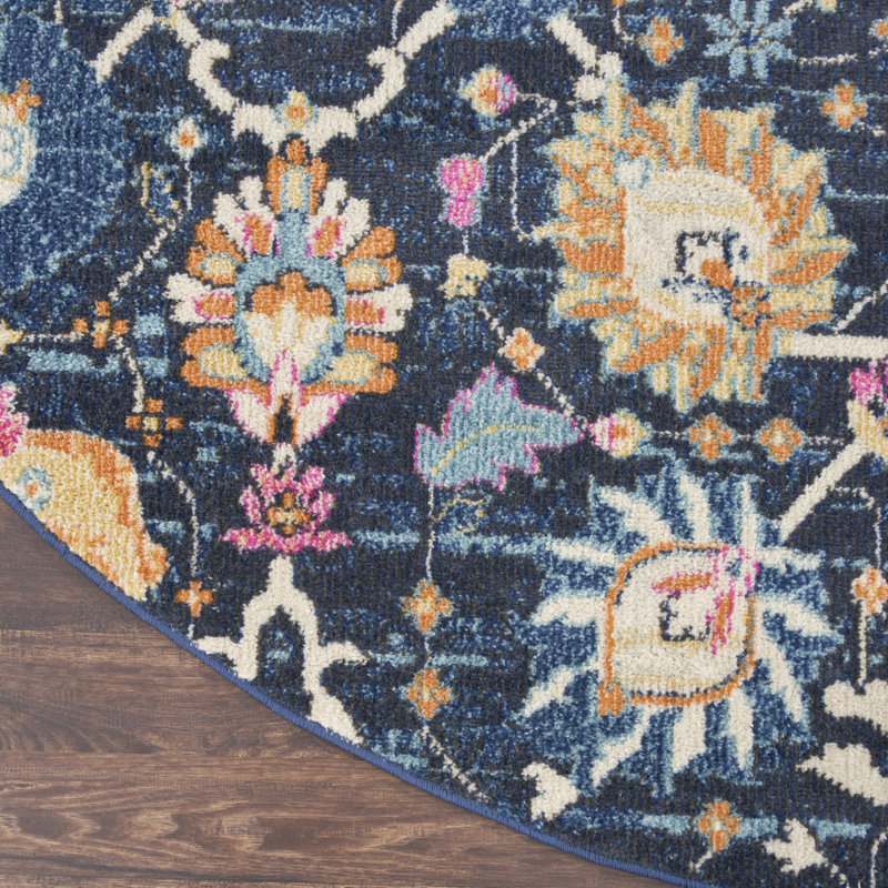 Tapis bleu marine Verda, Rond 8 pi
