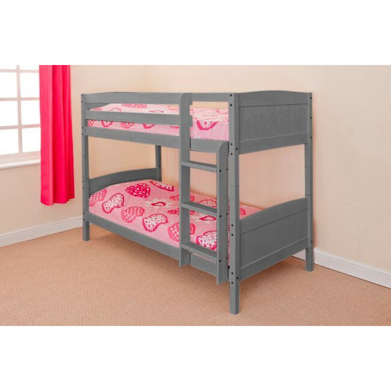 Isabela Single (3') Bunk Bed with Built-in Ladder Included, Grey, 149cm H X 84cm W X 185cm L
