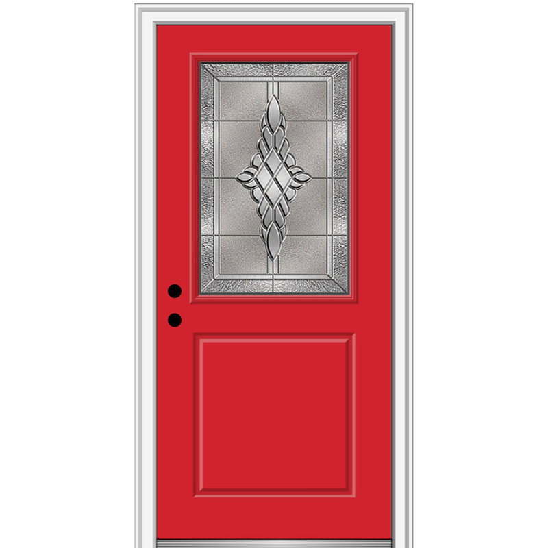 Porte d'entrée pré-montée en fibre de verre 1/2 panneau Grace Grace, H 80 po x l 36 po x P 1,75 po, Noir, noir, noir, noir