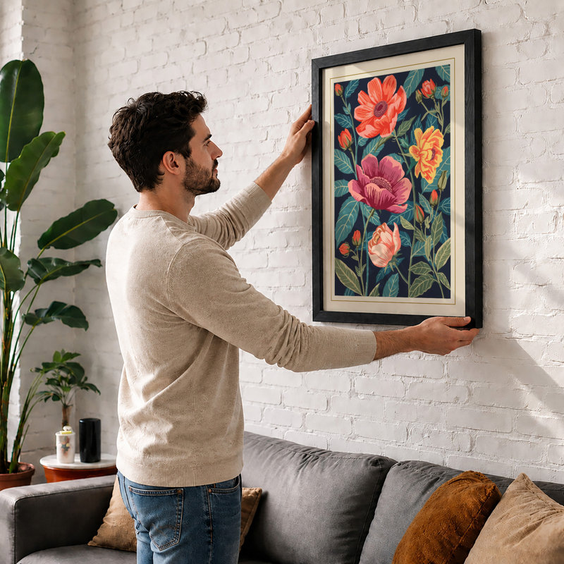 Garden Roses In Bloom Botanical - Print, A1 - 84.1 x 59.4 cm, Black