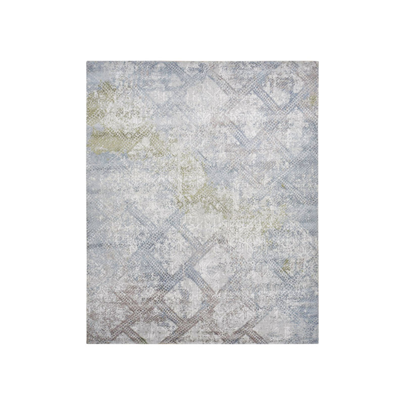 Tapis surdimensionné en laine et soie noué à la main gris 12 pi 3 po x 15 pi 3 po 31A250BE2C3F46048D1A4EC5D0119EEB