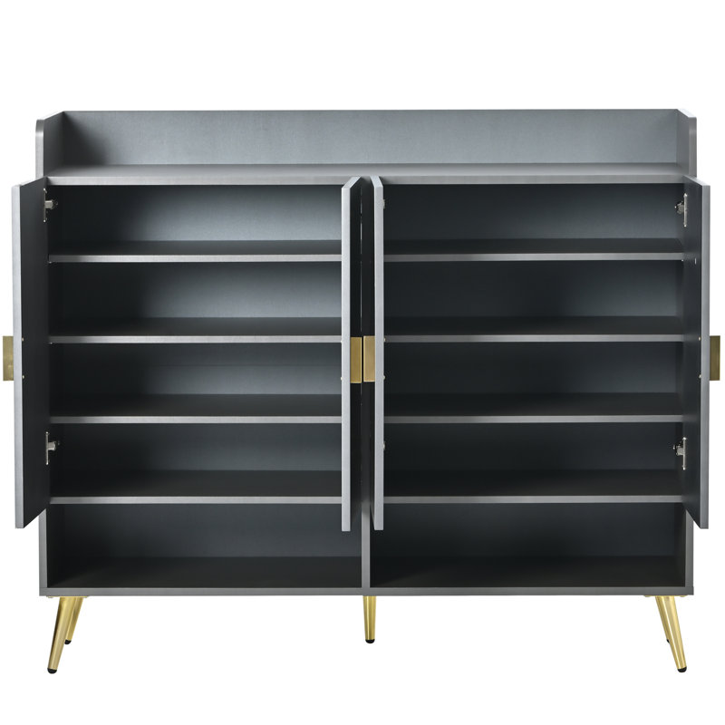 20 Pair Stackable Shoe Storage Cabinet, Grey