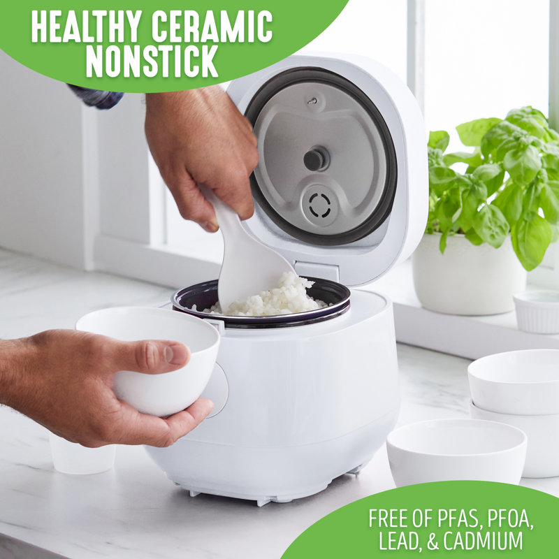 GreenLife Electrics Rice Cooker, White
