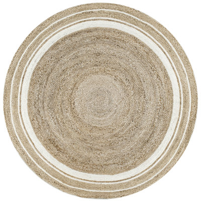 Tapis blanc cassé / naturel en jute avec bordure pour la salle à manger, le salon ou la cuisine Ankita