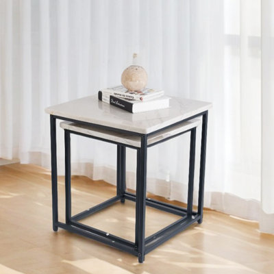 White Macaubas End Table