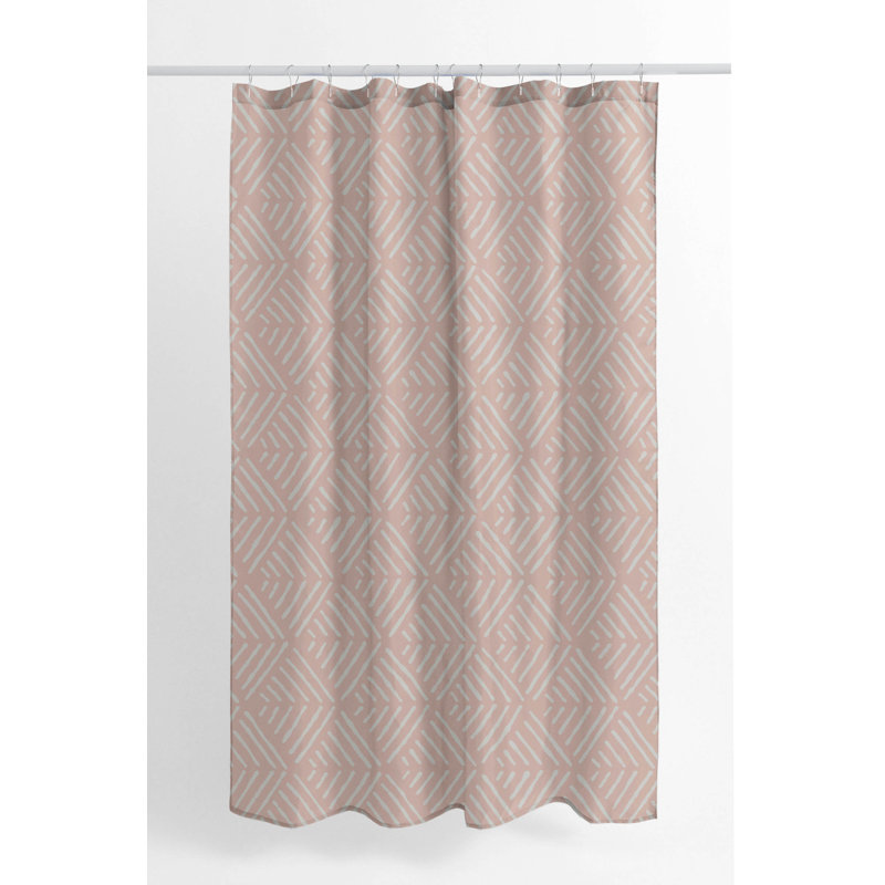 Tartan Block Ultra-Thin Lightweight Shower Curtain, Pink Geometric 9