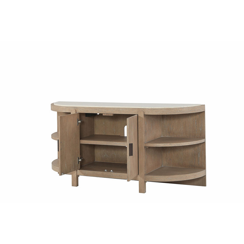 Console courbée à 2 portes avec plateau en marbre